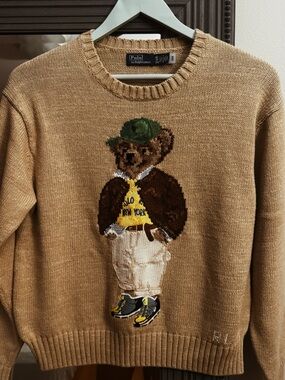 Polo by Ralph Lauren Tan Crewneck Sweater with Bear NYC